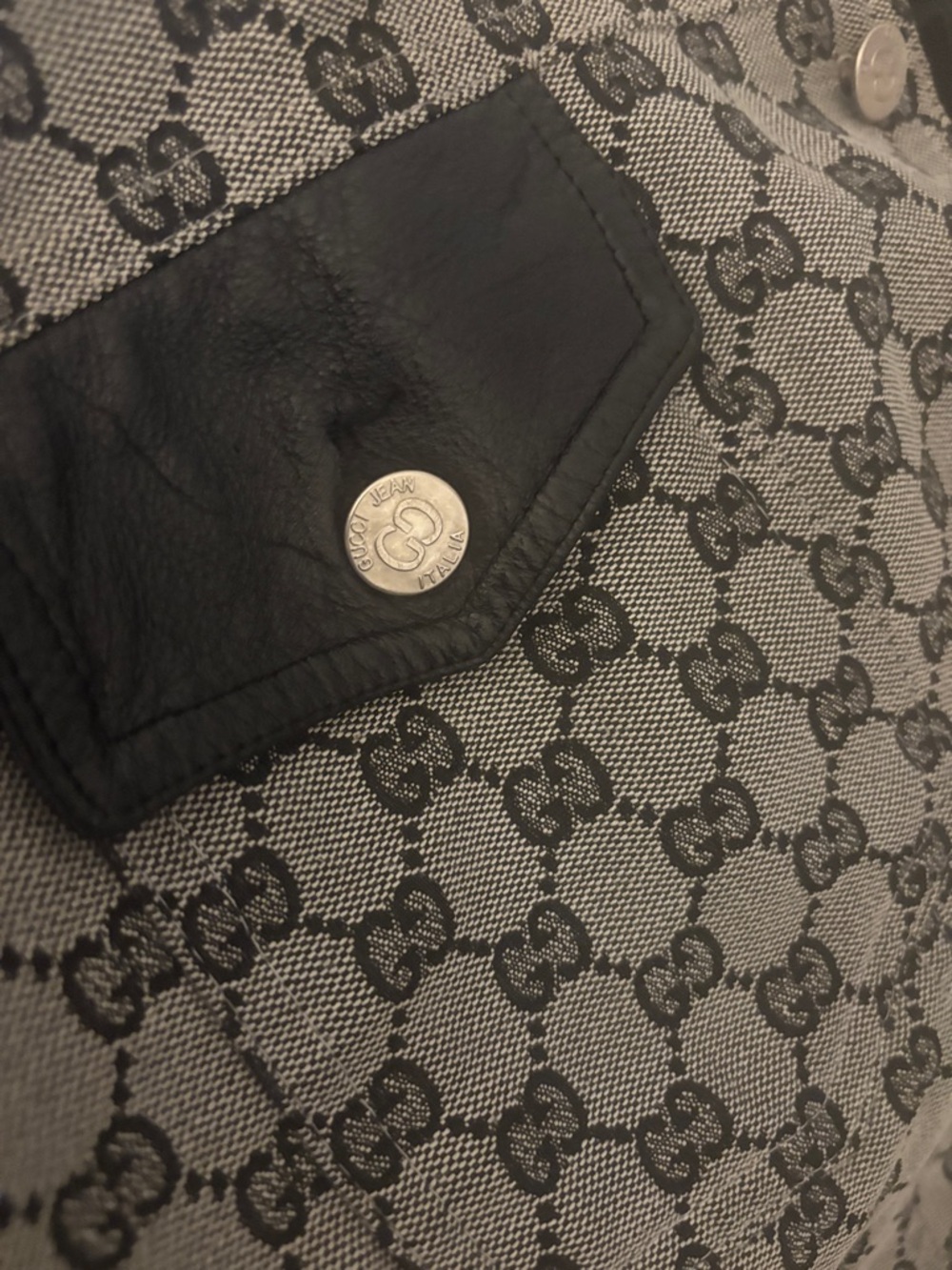 Gucci Black & Gray Monogram Bomber Jacket - Picture 3 of 6